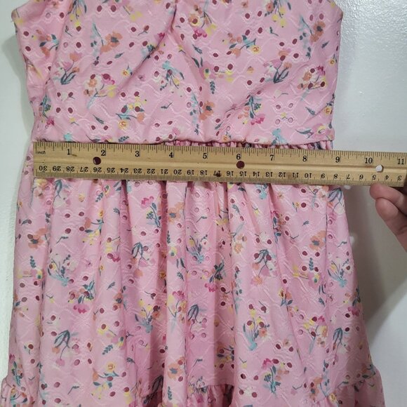TAHARI Girls SZ 4 Pink Floral Eyelet Sundress Summer Spring - Picture 7 of 11